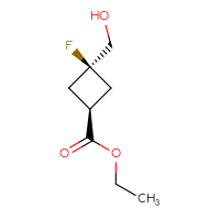 Chemical structure of ethyl (1s,3s)-3-fluoro-3-(hydroxymethyl)cyclobutane-1-carboxylate - CSSB00138438124