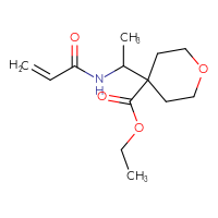 Chemical structure of ethyl 4-[1-(prop-2-enamido)ethyl]oxane-4-carboxylate - CSSB02003367033