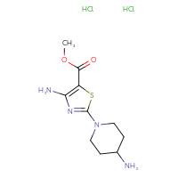 Chemical structure of methyl 4-amino-2-(4-aminopiperidin-1-yl)-1,3-thiazole-5-carboxylate dihydrochloride - CSSB06744477669