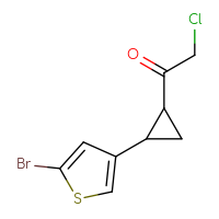 Chemical structure of 1-[2-(5-bromothiophen-3-yl)cyclopropyl]-2-chloroethan-1-one - CSSB02495338620