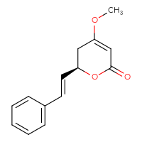 Chemical structure of (6R)-4-methoxy-6-[(1E)-2-phenylethenyl]-5,6-dihydro-2H-pyran-2-one - CSSB00016998393