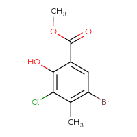 Chemical structure of methyl 5-bromo-3-chloro-2-hydroxy-4-methylbenzoate - CSSB14948215511