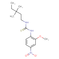 Chemical structure of 3-(3,3-dimethylpentyl)-1-(2-methoxy-4-nitrophenyl)thiourea - CSSB21432443873