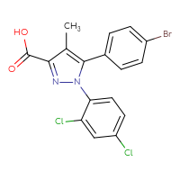 Chemical structure of 5-(4-bromophenyl)-1-(2,4-dichlorophenyl)-4-methyl-1H-pyrazole-3-carboxylic acid - CSSB00121573483