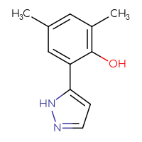 Chemical structure of 2,4-dimethyl-6-(1H-pyrazol-5-yl)phenol - CSSB00000080412