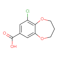 Chemical structure of 9-chloro-3,4-dihydro-2H-1,5-benzodioxepine-7-carboxylic acid - CSSB00000203781