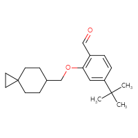 Chemical structure of 4-tert-butyl-2-({spiro[2.5]octan-6-yl}methoxy)benzaldehyde - CSSB21414467609