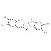 Chemical structure of (4Z)-10,11-dimethyl-4-[(2,4,5-trimethylphenyl)methylidene]-5-thia-2,7-diazatricyclo[6.4.0.0²,⁶]dodeca-1(12),6,8,10-tetraen-3-one - CSSB00160259866