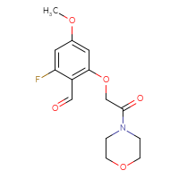 Chemical structure of 2-fluoro-4-methoxy-6-[2-(morpholin-4-yl)-2-oxoethoxy]benzaldehyde - CSSB21414447710