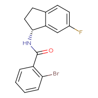 Chemical structure of 2-bromo-N-[(1R)-6-fluoro-2,3-dihydro-1H-inden-1-yl]benzamide - CSSB06673425392