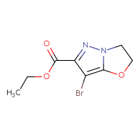 Chemical structure of ethyl 7-bromo-2H,3H-pyrazolo[3,2-b][1,3]oxazole-6-carboxylate - CSSB00010885358