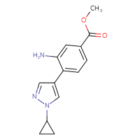 Chemical structure of methyl 3-amino-4-(1-cyclopropyl-1H-pyrazol-4-yl)benzoate - CSSB02365732221