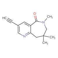 Chemical structure of 3-ethynyl-6,8,8-trimethyl-5H,6H,7H,8H,9H-pyrido[3,2-c]azepin-5-one - CSSB14813048741