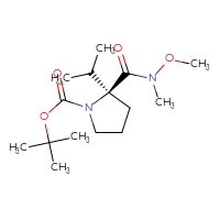 Chemical structure of tert-butyl (2S)-2-[methoxy(methyl)carbamoyl]-2-(propan-2-yl)pyrrolidine-1-carboxylate - CSSB15217610434
