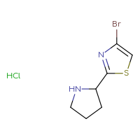 Chemical structure of 4-bromo-2-(pyrrolidin-2-yl)-1,3-thiazole hydrochloride - CSSB15082380228