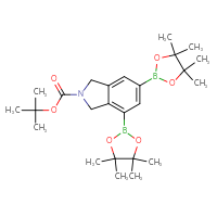 Chemical structure of tert-butyl 4,6-bis(4,4,5,5-tetramethyl-1,3,2-dioxaborolan-2-yl)-2,3-dihydro-1H-isoindole-2-carboxylate - CSSB00010780011