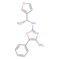 Chemical structure of N-[(1R)-1-(furan-3-yl)ethyl]-4-methyl-5-phenyl-1,3-oxazol-2-amine - CSSB21495871061