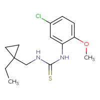 Chemical structure of 1-(5-chloro-2-methoxyphenyl)-3-[(1-ethylcyclopropyl)methyl]thiourea - CSSB02020096041