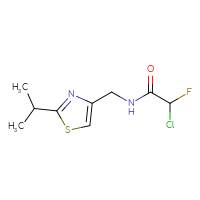 Chemical structure of 2-chloro-2-fluoro-N-{[2-(propan-2-yl)-1,3-thiazol-4-yl]methyl}acetamide - CSSB21332167295