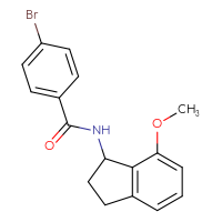 Chemical structure of 4-bromo-N-(7-methoxy-2,3-dihydro-1H-inden-1-yl)benzamide - CSSB09135892336