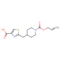 Chemical structure of 2-({1-[(prop-2-en-1-yloxy)carbonyl]piperidin-4-yl}methyl)-1,3-thiazole-4-carboxylic acid - CSSB06446545835