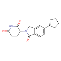 Chemical structure of 3-[5-(cyclopent-1-en-1-yl)-1-oxo-2,3-dihydro-1H-isoindol-2-yl]piperidine-2,6-dione - CSSB03539813794