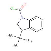 Chemical structure of 3-tert-butyl-2,3-dihydro-1H-indole-1-carbonyl chloride - CSSB14990427159