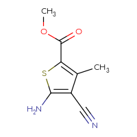 Chemical structure of methyl 5-amino-4-cyano-3-methylthiophene-2-carboxylate - CSSB00000189270