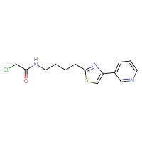 Chemical structure of 2-chloro-N-{4-[4-(pyridin-3-yl)-1,3-thiazol-2-yl]butyl}acetamide - CSSB02040371346