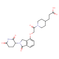 Chemical structure of 3-[1-(2-{[2-(2,6-dioxopiperidin-3-yl)-1-oxo-2,3-dihydro-1H-isoindol-4-yl]oxy}acetyl)piperidin-4-yl]propanoic acid - CSSB03505374255