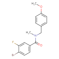 Chemical structure of 4-bromo-3-fluoro-N-[(4-methoxyphenyl)methyl]-N-methylbenzamide - CSSB00105641163