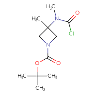 Chemical structure of tert-butyl 3-[(chlorocarbonyl)(methyl)amino]-3-methylazetidine-1-carboxylate - CSSB09885016914