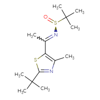 Chemical structure of (S)-N-[1-(2-tert-butyl-4-methyl-1,3-thiazol-5-yl)ethylidene]-2-methylpropane-2-sulfinamide - CSSB21332858735