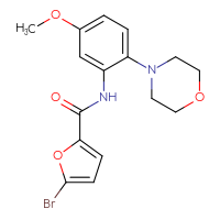 Chemical structure of 5-bromo-N-[5-methoxy-2-(morpholin-4-yl)phenyl]furan-2-carboxamide - CSSB00121617545