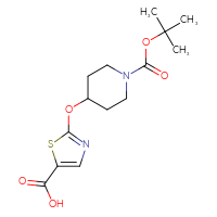 Chemical structure of 2-({1-[(tert-butoxy)carbonyl]piperidin-4-yl}oxy)-1,3-thiazole-5-carboxylic acid - CSSB02133227593