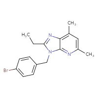 Chemical structure of 3-[(4-bromophenyl)methyl]-2-ethyl-5,7-dimethyl-3H-imidazo[4,5-b]pyridine - CSSB00020650566