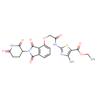 Chemical structure of ethyl 2-(2-{[2-(2,6-dioxopiperidin-3-yl)-1,3-dioxo-2,3-dihydro-1H-isoindol-4-yl]oxy}acetamido)-4-methyl-1,3-thiazole-5-carboxylate - CSSB21298174722