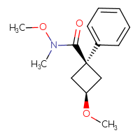 Chemical structure of (1s,3s)-N,3-dimethoxy-N-methyl-1-phenylcyclobutane-1-carboxamide - CSSB21151591740