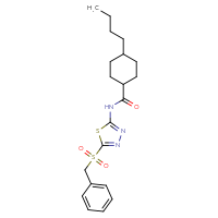 Chemical structure of 4-butyl-N-(5-phenylmethanesulfonyl-1,3,4-thiadiazol-2-yl)cyclohexane-1-carboxamide - CSSB00121610977