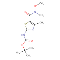Chemical structure of tert-butyl N-{5-[methoxy(methyl)carbamoyl]-4-methyl-1,3-thiazol-2-yl}carbamate - CSSB02039058483