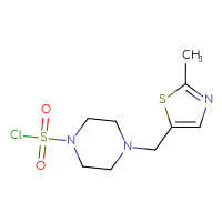 Chemical structure of 4-[(2-methyl-1,3-thiazol-5-yl)methyl]piperazine-1-sulfonyl chloride - CSSB21224775157