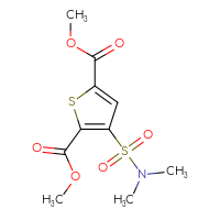 Chemical structure of 2,5-dimethyl 3-(dimethylsulfamoyl)thiophene-2,5-dicarboxylate - CSSB02020650434