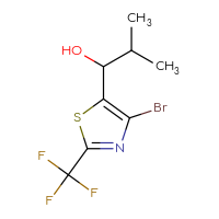 Chemical structure of 1-[4-bromo-2-(trifluoromethyl)-1,3-thiazol-5-yl]-2-methylpropan-1-ol - CSSB21246431293