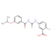 Chemical structure of 2-chloro-5-[({[3-(propan-2-yloxy)phenyl]formamido}methanethioyl)amino]benzoic acid - CSSB00102591797