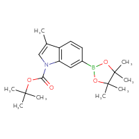 Chemical structure of tert-butyl 3-methyl-6-(4,4,5,5-tetramethyl-1,3,2-dioxaborolan-2-yl)-1H-indole-1-carboxylate - CSSB21332152353