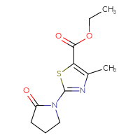 Chemical structure of ethyl 4-methyl-2-(2-oxopyrrolidin-1-yl)-1,3-thiazole-5-carboxylate - CSSB00000736522