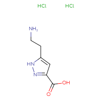 Chemical structure of 5-(2-aminoethyl)-1H-pyrazole-3-carboxylic acid dihydrochloride - CSSB20963435342