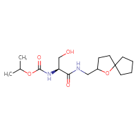 Chemical structure of propan-2-yl N-[(1S)-2-hydroxy-1-[({1-oxaspiro[4.4]nonan-2-yl}methyl)carbamoyl]ethyl]carbamate - CSSB21432557087