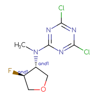 Chemical structure of rac-4,6-dichloro-N-[(3R,4S)-4-fluorooxolan-3-yl]-N-methyl-1,3,5-triazin-2-amine - CSSB20587128738