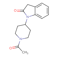 Chemical structure of 1-(1-acetylpiperidin-4-yl)-2,3-dihydro-1H-indol-2-one - CSSB13659264683